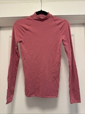 Anthropologie Ribbed Mock Neck Top - Dusty Rose